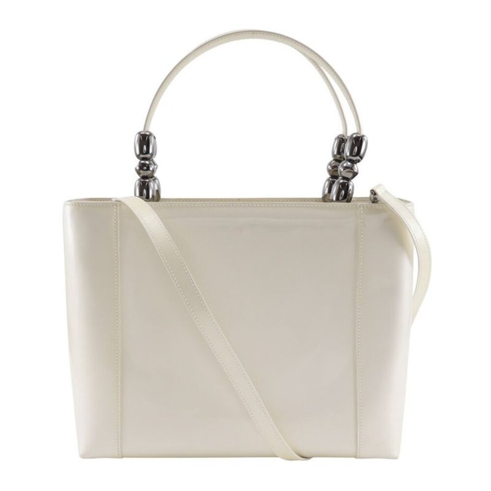 Christian Dior Maris Pearl 2-Way Shoulder Patent Leather Off White - Picture 1 of 10